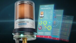 IoT 기반 자동 윤활 주유기 메모루브 ConnectPro와 스마트폰 실시간 모니터링 앱 화면