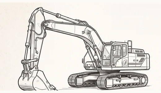 excavator sketch 크롤러 굴착기 스케치