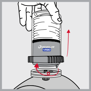 memolub visio cartridge step 01 본체를 베이스에서 분리 · 제조사 VISIO 교체 안내