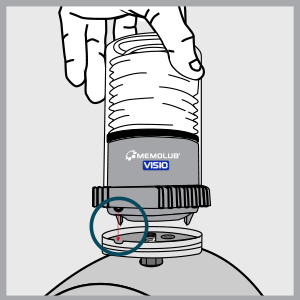 memolub visio cartridge step 08 핀과 홈 맞추기 · 제조사 VISIO 교체 안내